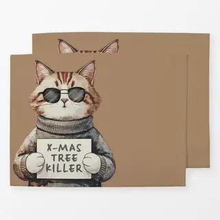 Tischset Christmas Tree Killer Cat