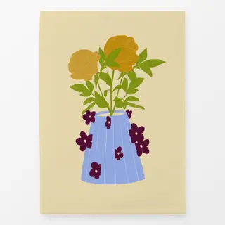 Geschirrtücher Rosen Blumenvase Gelb