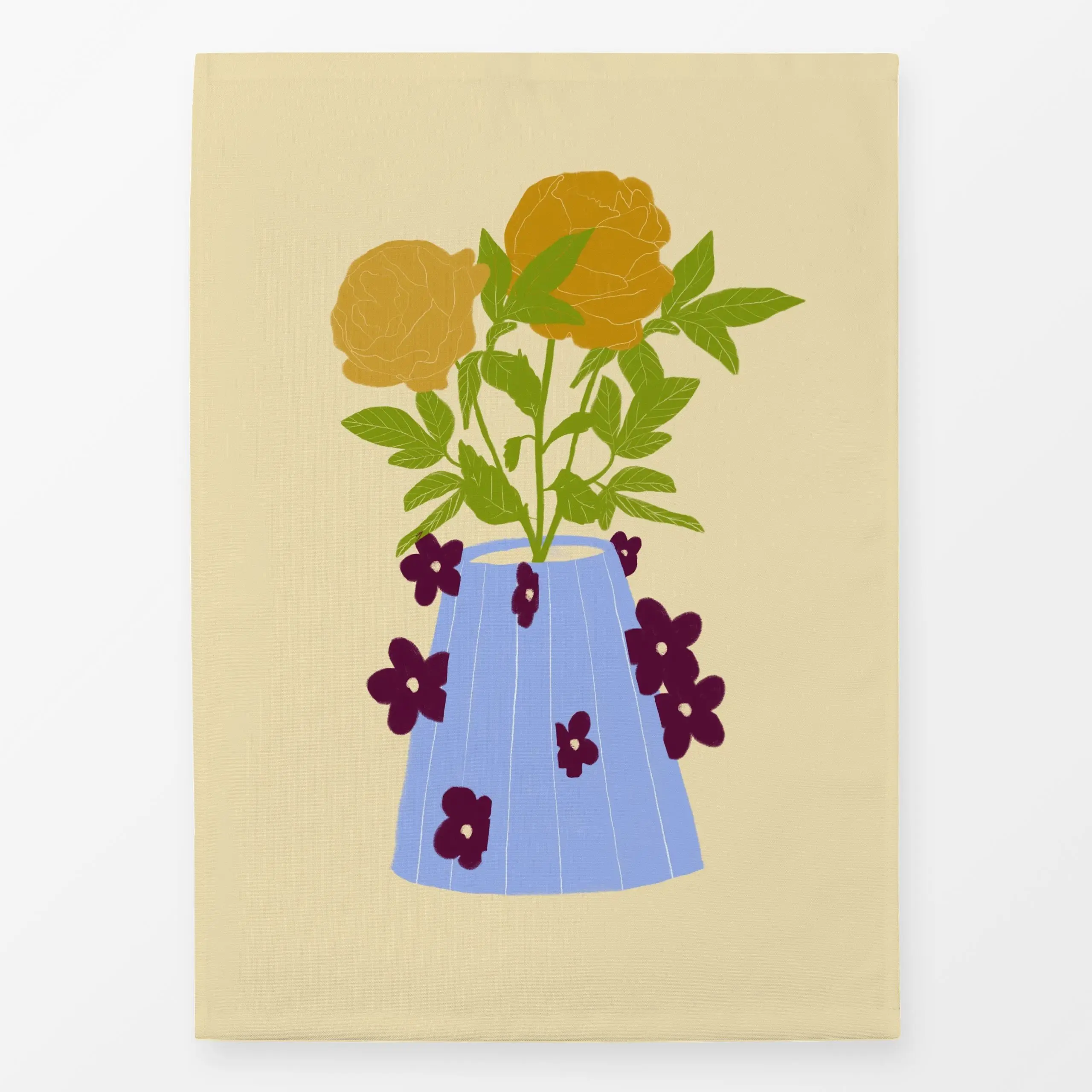 Geschirrtücher Rosen Blumenvase Gelb - Blumen & Florales, Frühling, Sommer - von „Sophie Augustin Illustration"; Blumen, Ros...