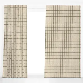 Dekovorhang hohes Herbst Karo beige grün