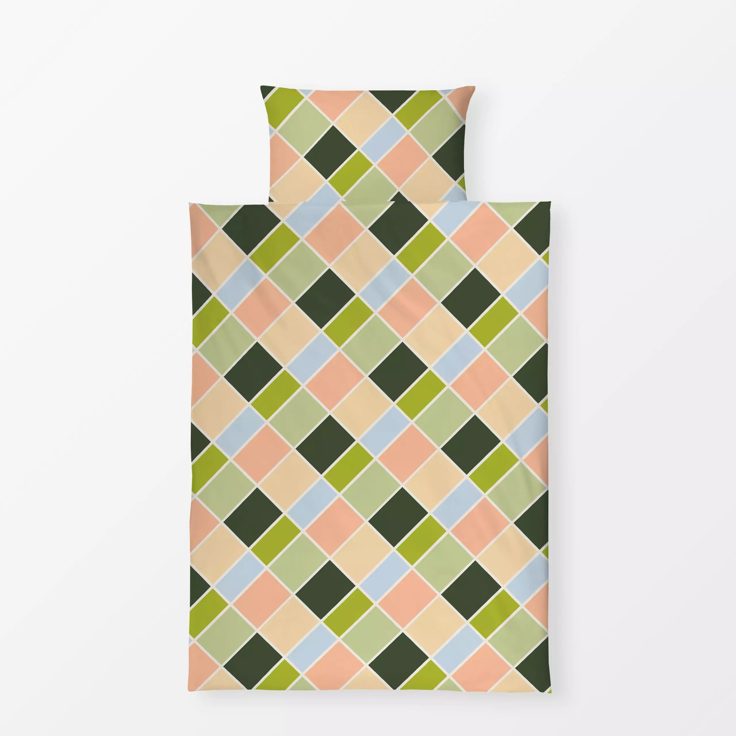 Bettwäsche Grün abstrakt - Symbole & Muster - von „Kantioler Design"; Muster, Karo, gelb, Karos, grun, hellgruen, peachfuzz
