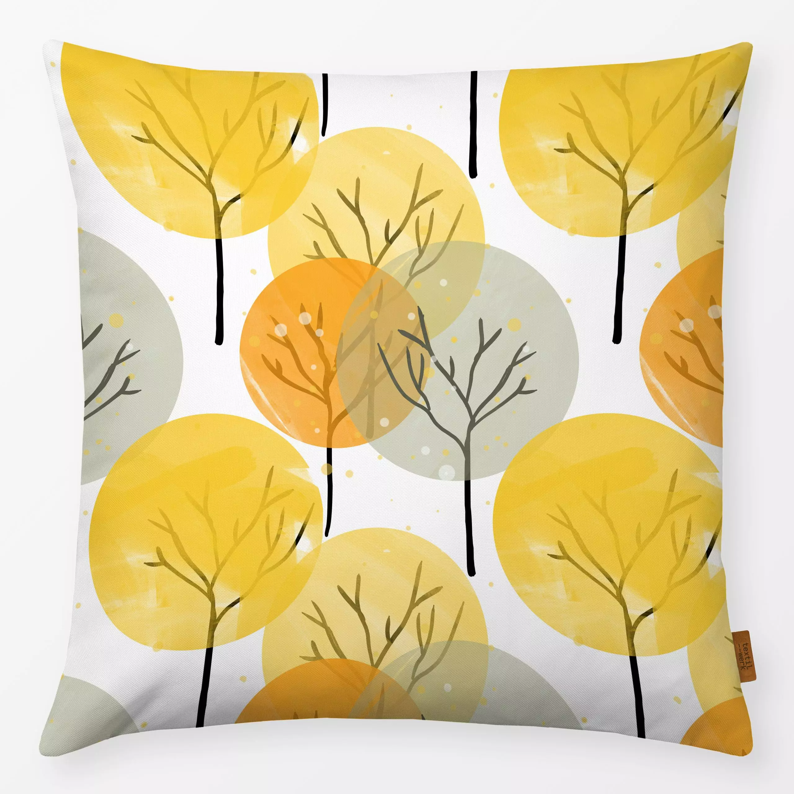 Kissen Herbstwald Muster - Herbst, Natur & Landschaft, Pflanzen & Botanik - von „Julia Reyelt"; Bäume, Blätter, Wald, verspi...