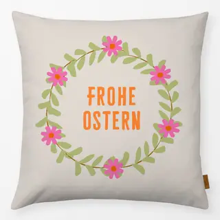 Kissen Frohe Ostern Kranz Auf Beige