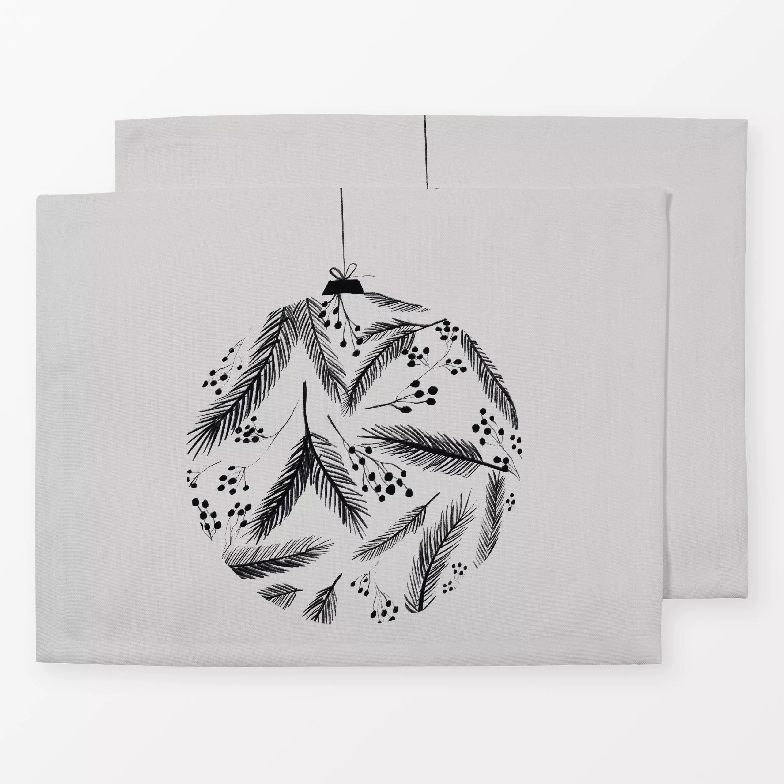 Tischset Christbaumkugel Zweige GRAU - Weihnachten, Anlässe - von „Sophie Augustin Illustration"; Merry Christmas, Weihnacht...