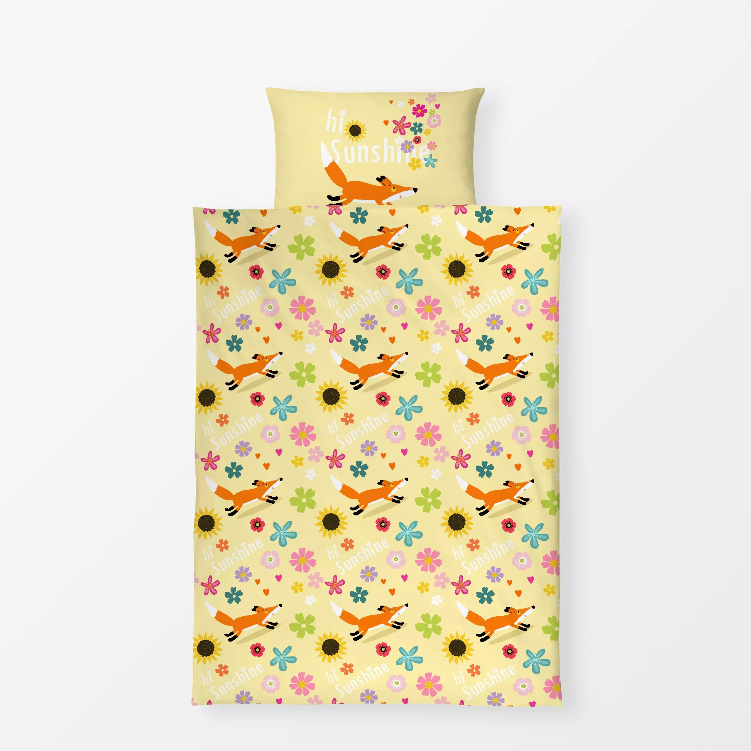 Bettwäsche Hi Sunshine - Blumen & Florales, Kinderzimmer & Motive für Kinder, Tiere - von „Julia Reyelt"; Muster, Kinder, Bl...