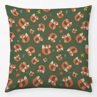 Kissen Muster Fuchs - grün