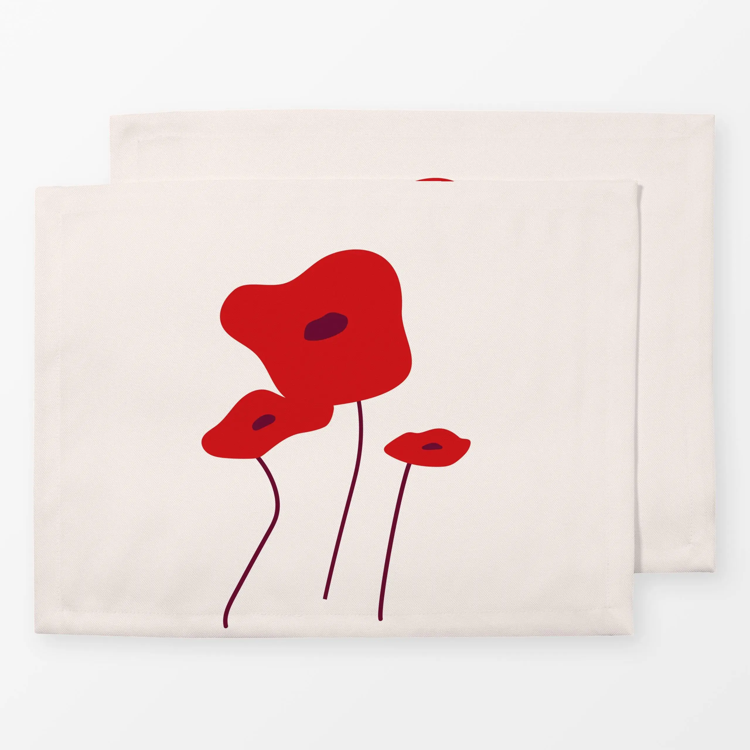 Tischset Poppies Red - Blumen & Florales, Herbst - von „Jana Moßmann"; Retro, bordeaux, wild, weinrot, Mohnblumen, poppy, au...
