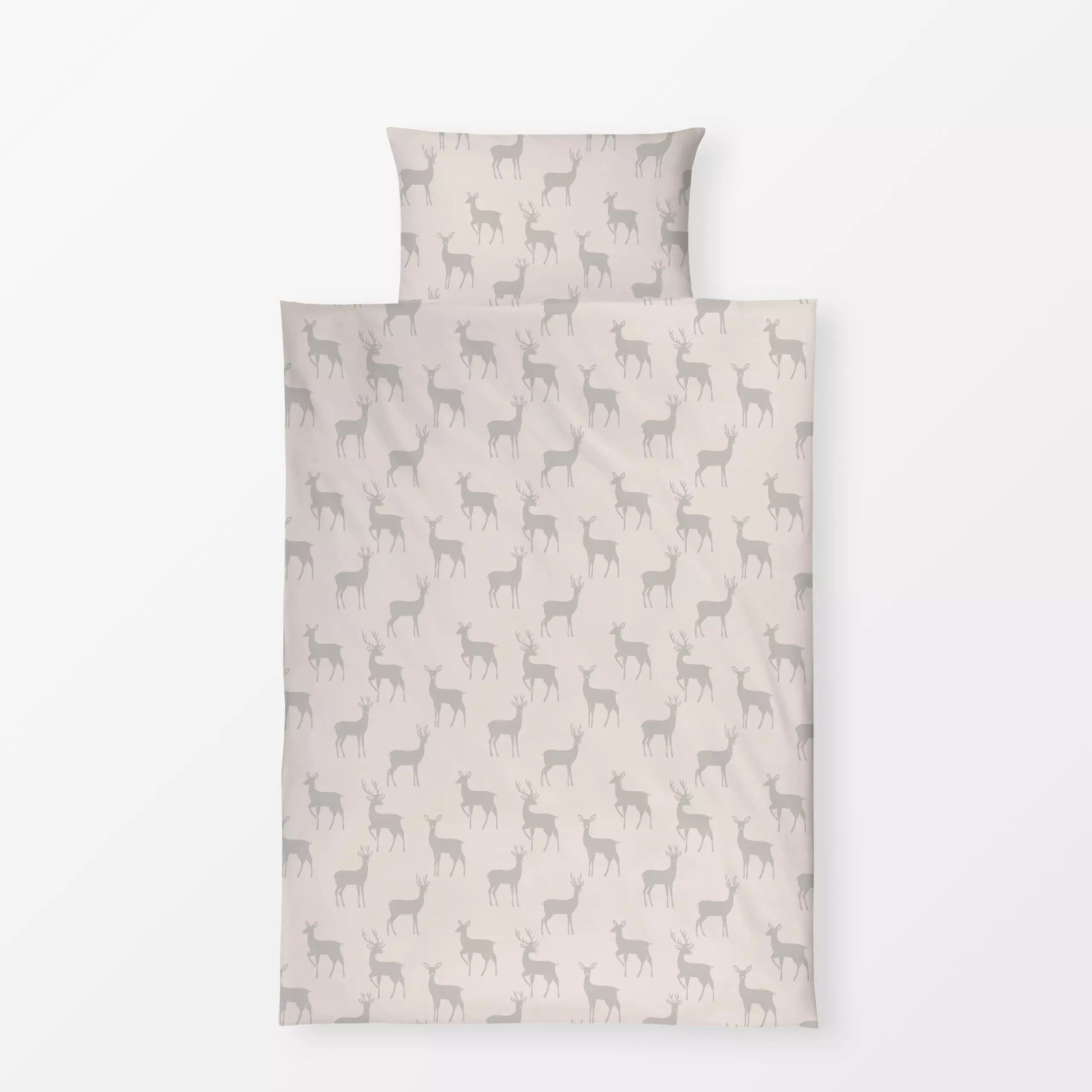 Bettwäsche Rehe Hirsche beige - Tiere, Weihnachten - von „Studio Kesse"; Wildtiere, Weihnachten, Herbst, Hirsch, Scandi, Wei...
