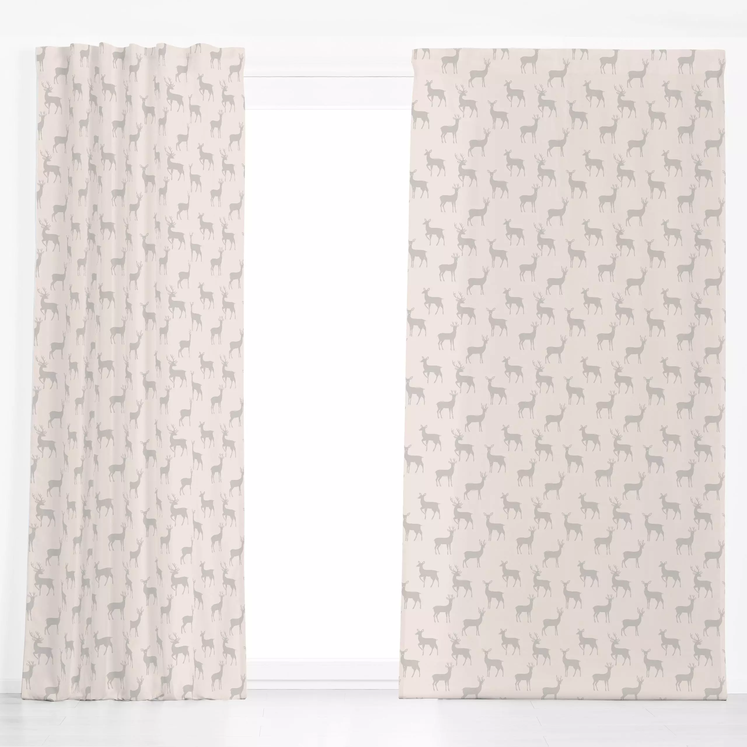 Dekovorhang Rehe Hirsche beige - Tiere, Weihnachten - von „Studio Kesse"; Wildtiere, Weihnachten, Herbst, Hirsch, Scandi, We...
