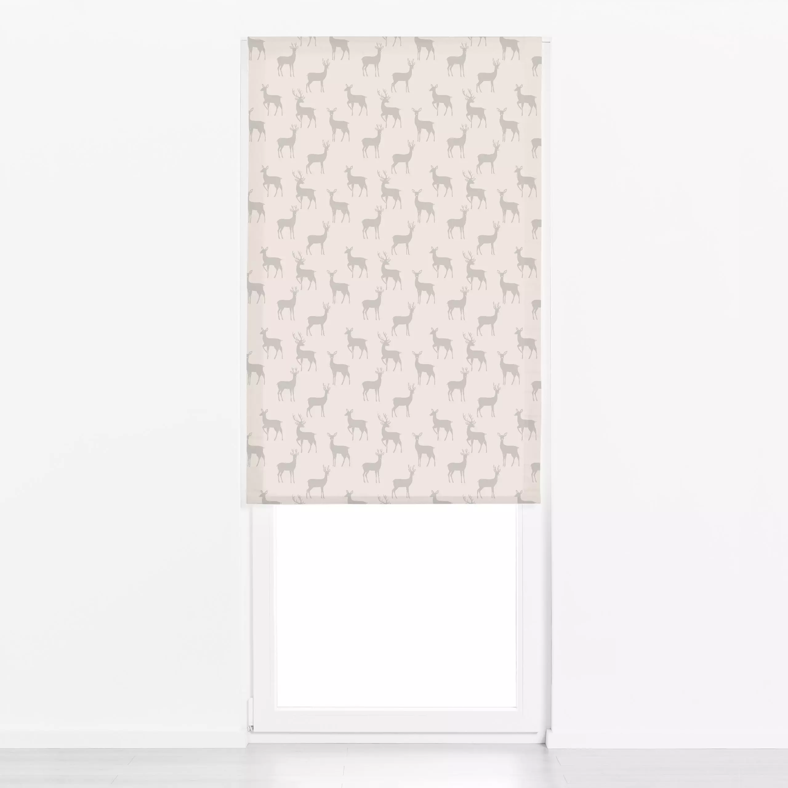 Raffrollo Rehe Hirsche beige - Tiere, Weihnachten - von „Studio Kesse"; Wildtiere, Weihnachten, Herbst, Hirsch, Scandi, Weih...
