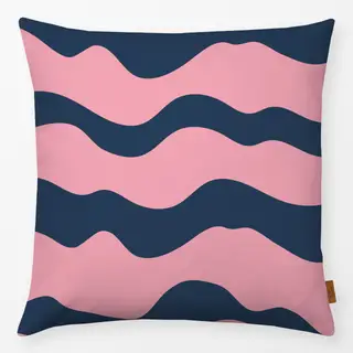 Kissen wellige blau-rosa Streifen