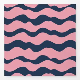 Tischdecke wellige blau-rosa Streifen