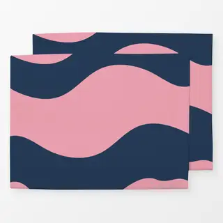 Tischset wellige blau-rosa Streifen