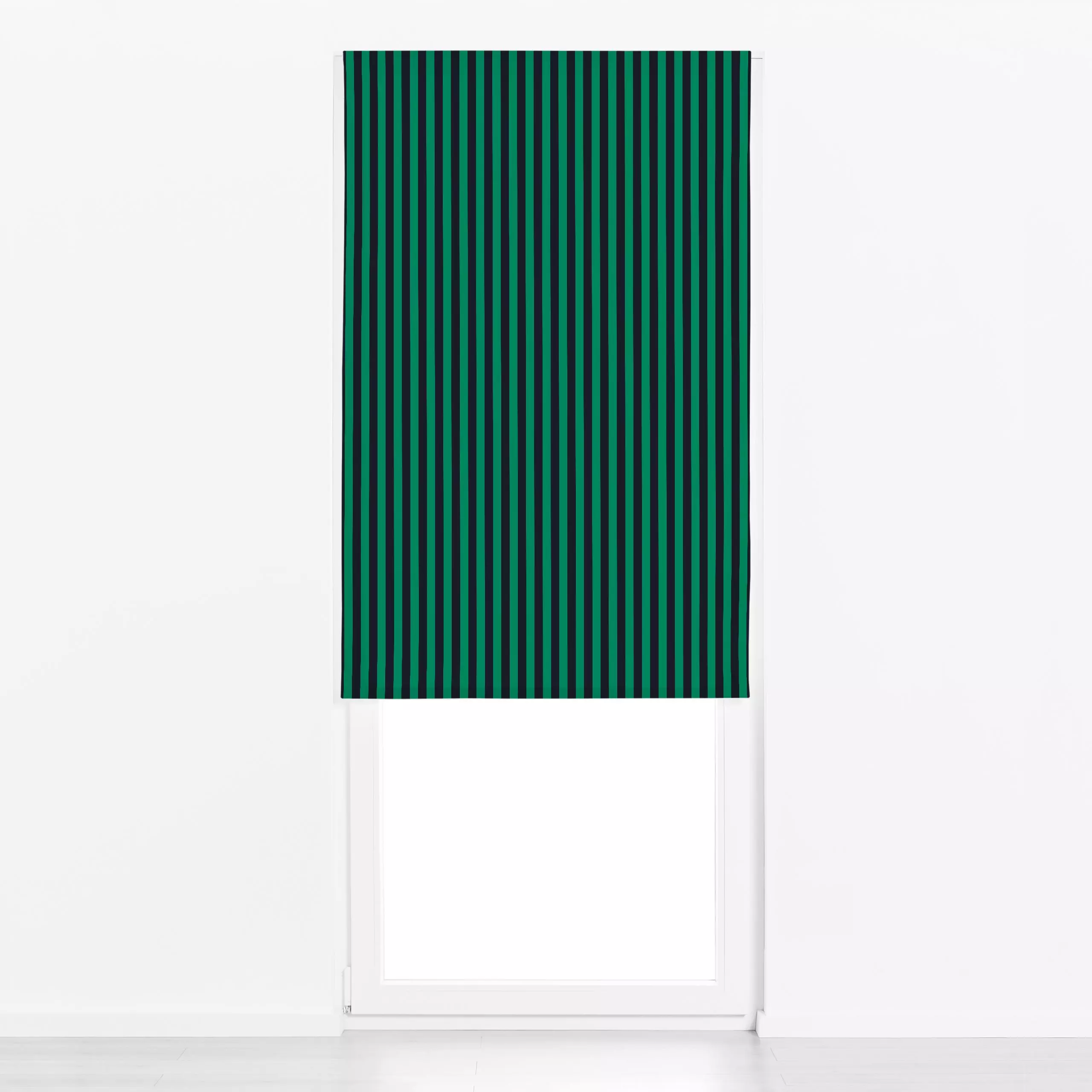Raffrollo Striped Blue Green - Symbole & Muster - von „Studio ROSAGRAU"; Blaugrau, Kissen, Weihnachten, dunkelblau, grun, St...