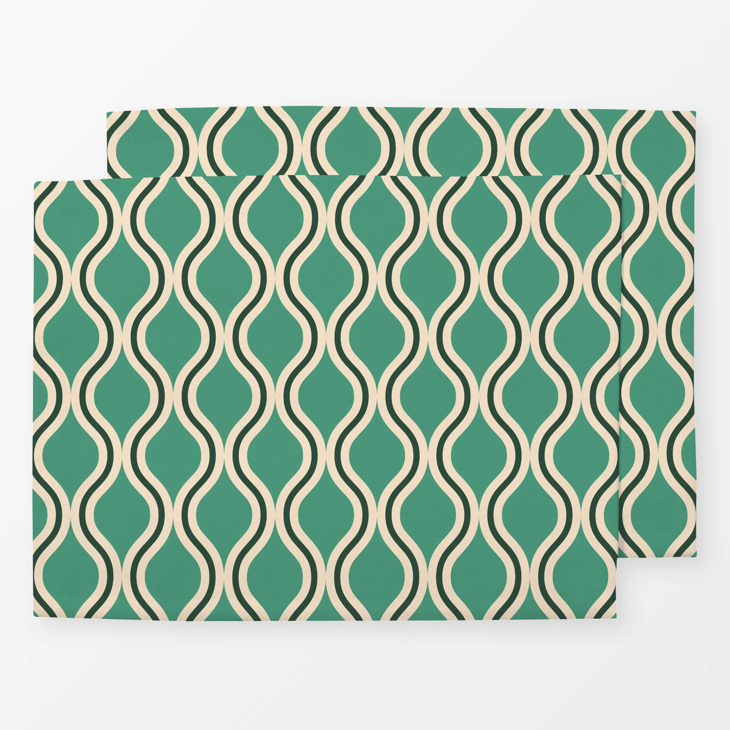 Tischset Wellen Fliesen mint - Symbole & Muster - von „Julia Schumacher“; mint, Weihnachtsbaeckerei, dunkelgruen