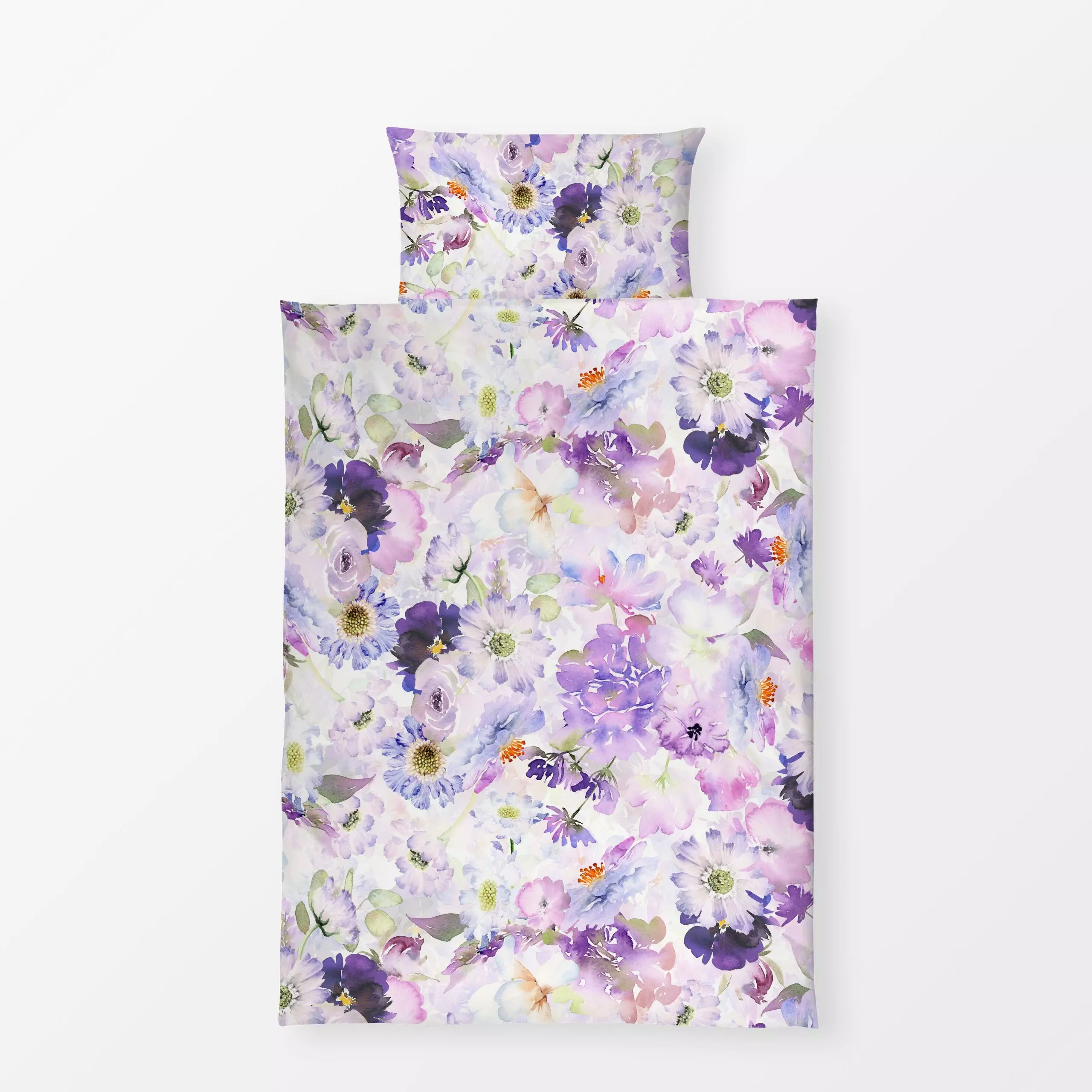 Bettwäsche Lila Sommerwiese - Blumen & Florales, Sommer, Pflanzen & Botanik - von „Uta Naumann"; Muster, Wasserfarben, Aquar...