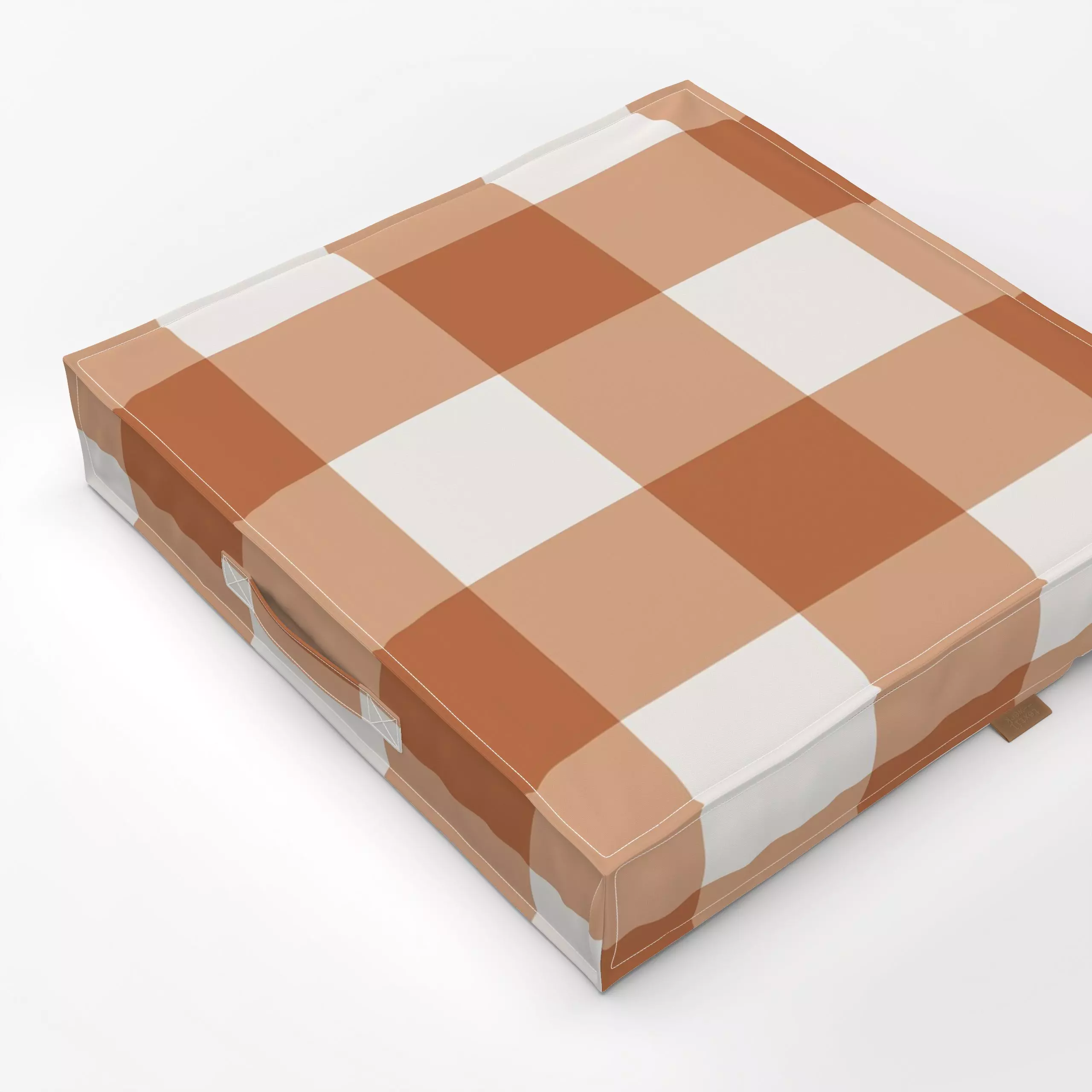 Bodenkissen Gingham Ockerbraun - Herbst, Symbole & Muster - von „Vivian Hasenclever"; Orange, landhaus, klassisch, minimalis...