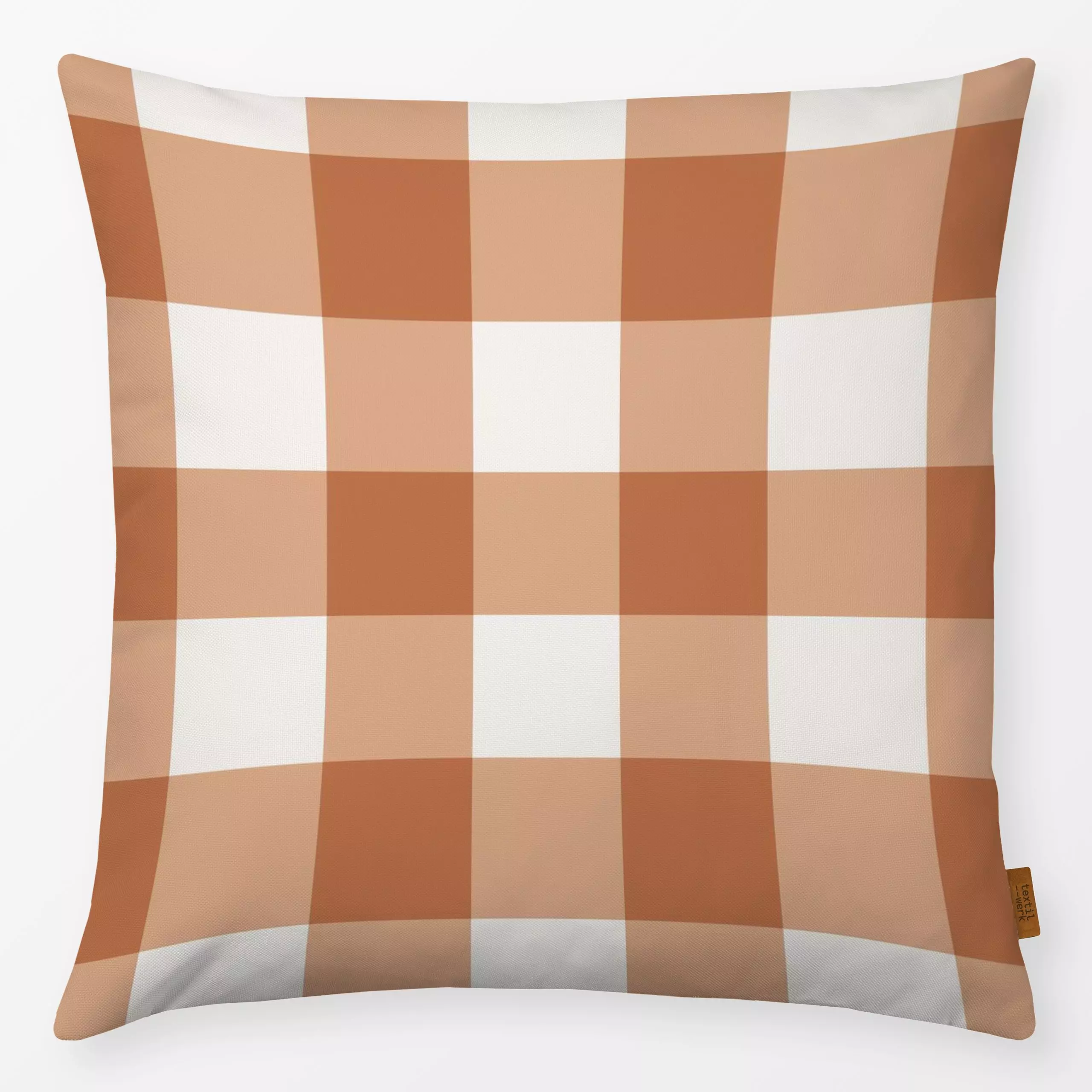 Kissen Gingham Ockerbraun - Herbst, Symbole & Muster - von „Vivian Hasenclever"; Orange, landhaus, klassisch, minimalistisch...