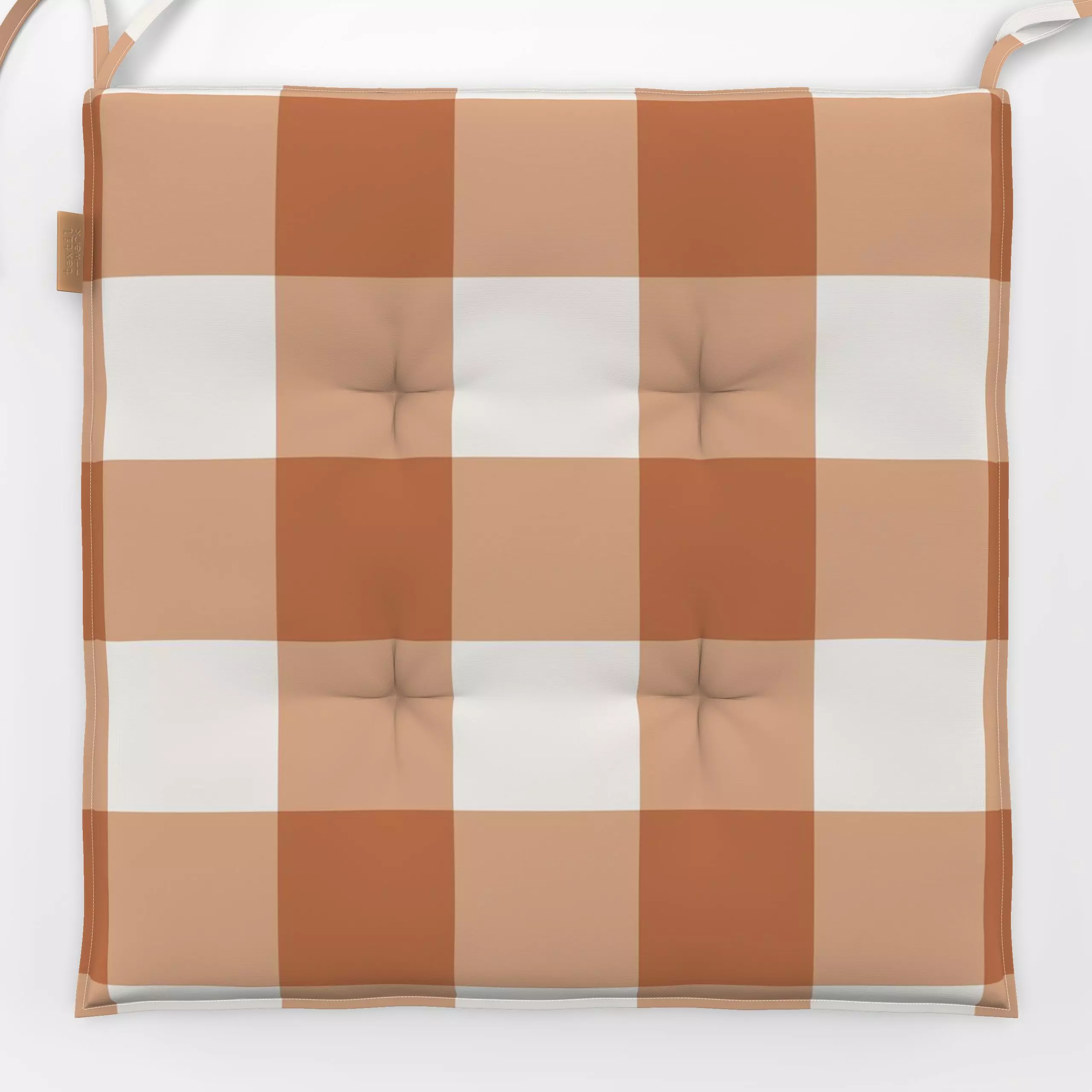 Sitzkissen Gingham Ockerbraun - Herbst, Symbole & Muster - von „Vivian Hasenclever"; Orange, landhaus, klassisch, minimalist...