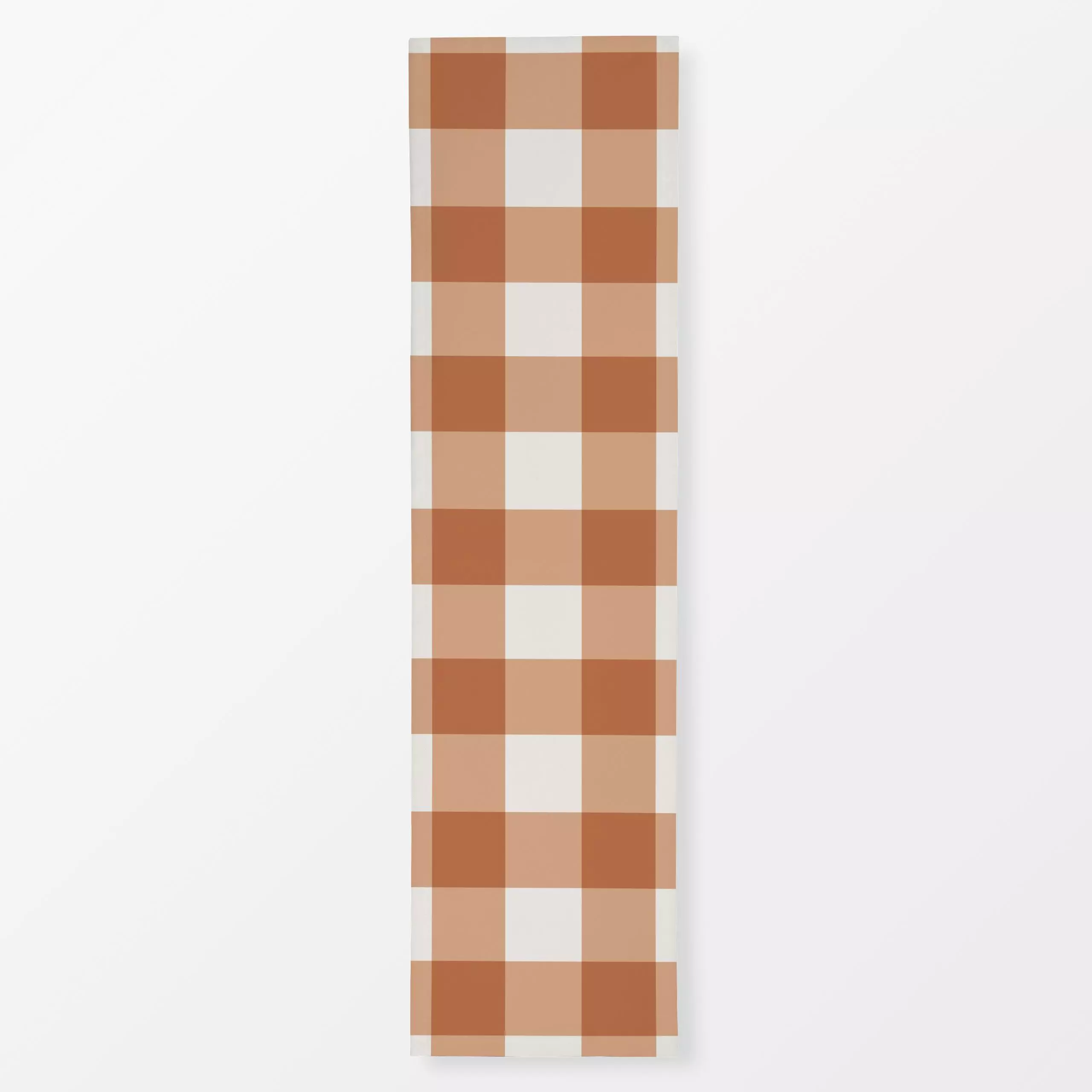 Tischläufer Gingham Ockerbraun - Herbst, Symbole & Muster - von „Vivian Hasenclever"; Orange, landhaus, klassisch, minimalis...