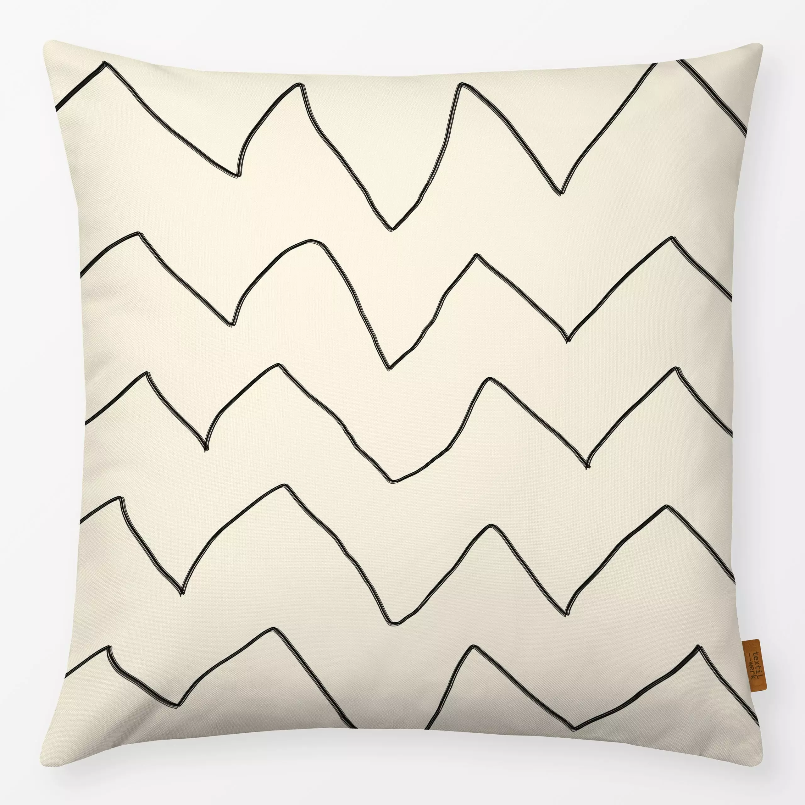 Kissen Zickzack - Symbole & Muster - von „Miriam Dück"; schwarz, beige, Minimalismus, modern, grafisch, Zickzack, minimalist...