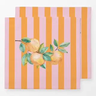 Servietten Orangen pink orange Streifen