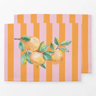 Tischset Orangen pink orange Streifen
