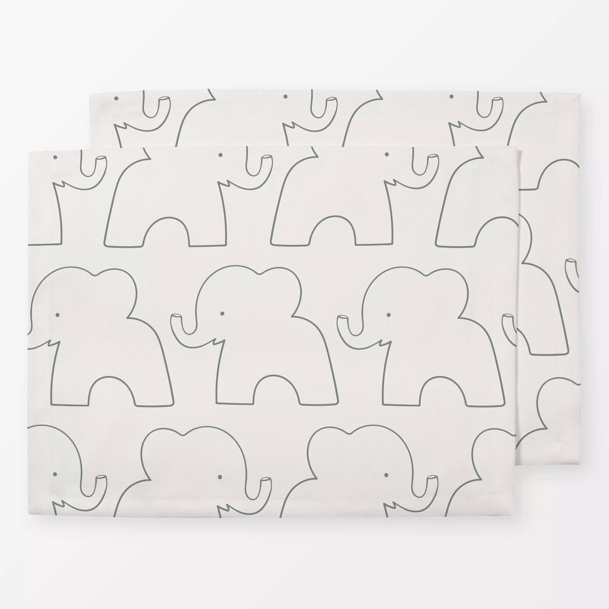 Tischset Elephant Parade sage beige - Kinderzimmer & Motive für Kinder, Tiere - von „Kathrin Woo"; Muster, minimal, beige, m...