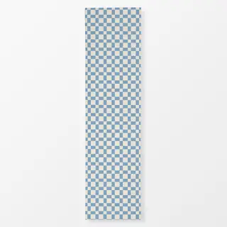 Tischläufer Hellblau weiß Karo