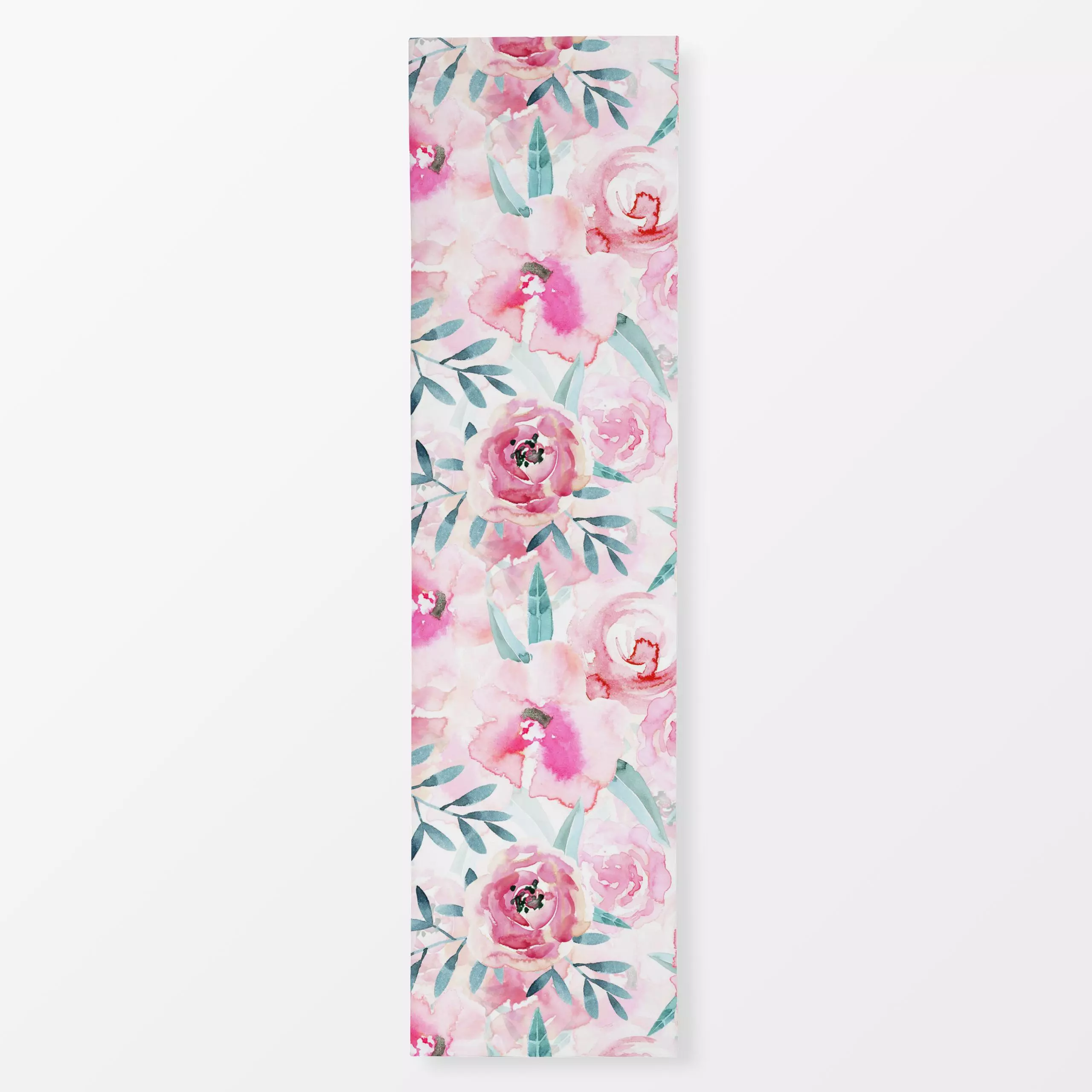 Tischläufer Rosen und Eucalyptus - Blumen & Florales, Sommer - von „Uta Naumann"; Muster, Wasserfarben, skandinavisch, Blume...