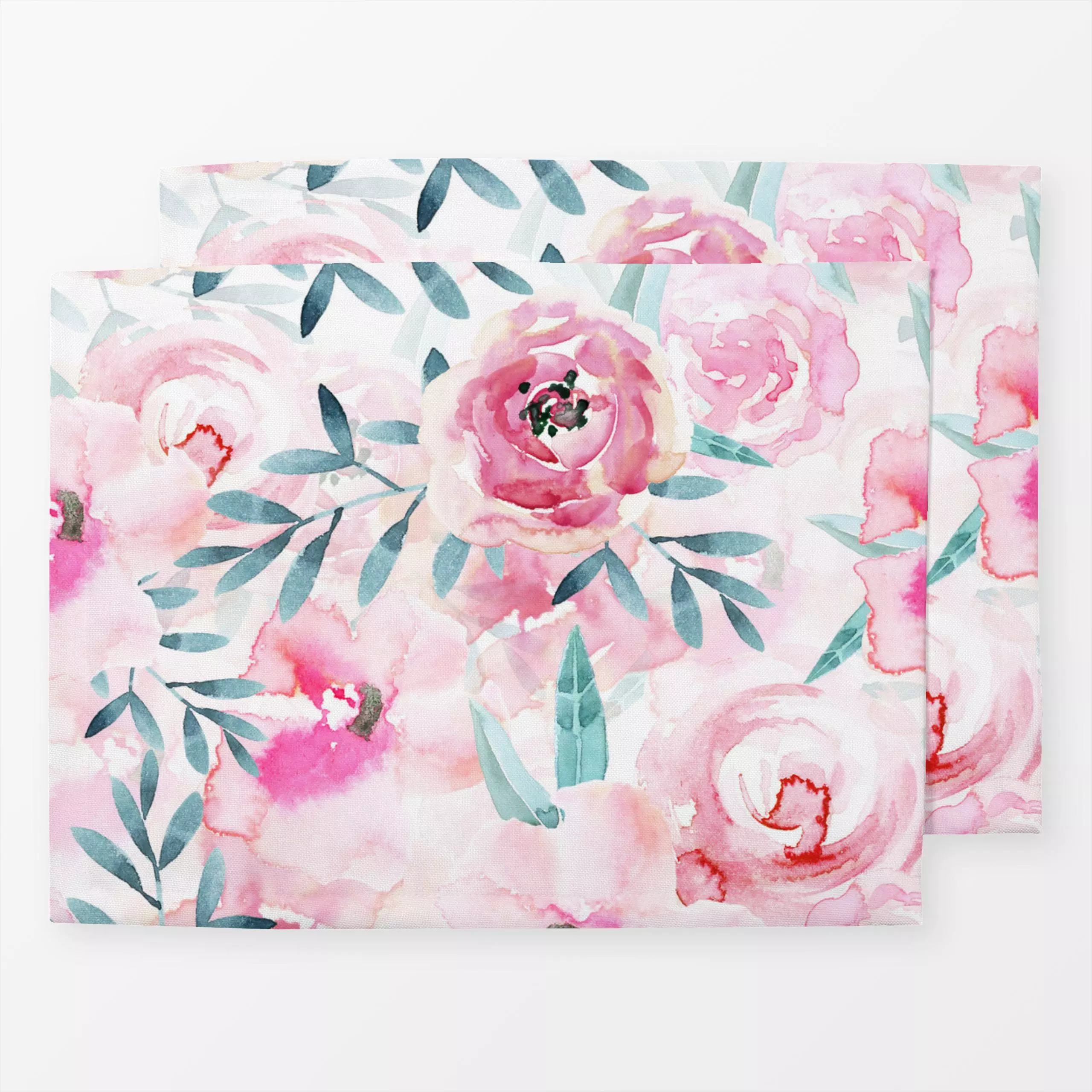 Tischset Rosen und Eucalyptus - Blumen & Florales, Sommer - von „Uta Naumann"; Muster, Wasserfarben, skandinavisch, Blumen, ...