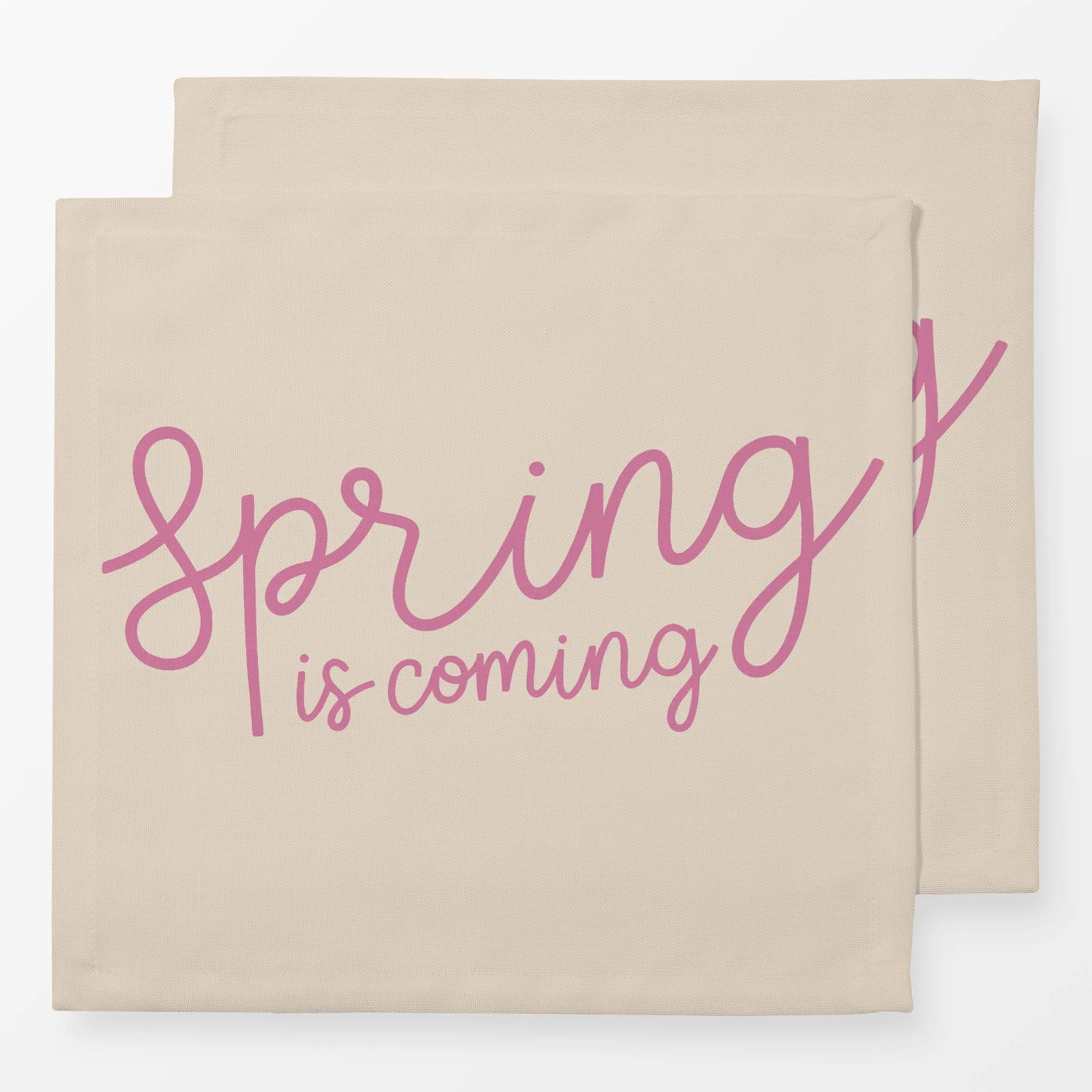 Servietten Spring is coming rosa - Frühling, Sprüche & Schriftzüge, Ostern - von „Studio Kesse"; Ostern, typografie, spruch,...