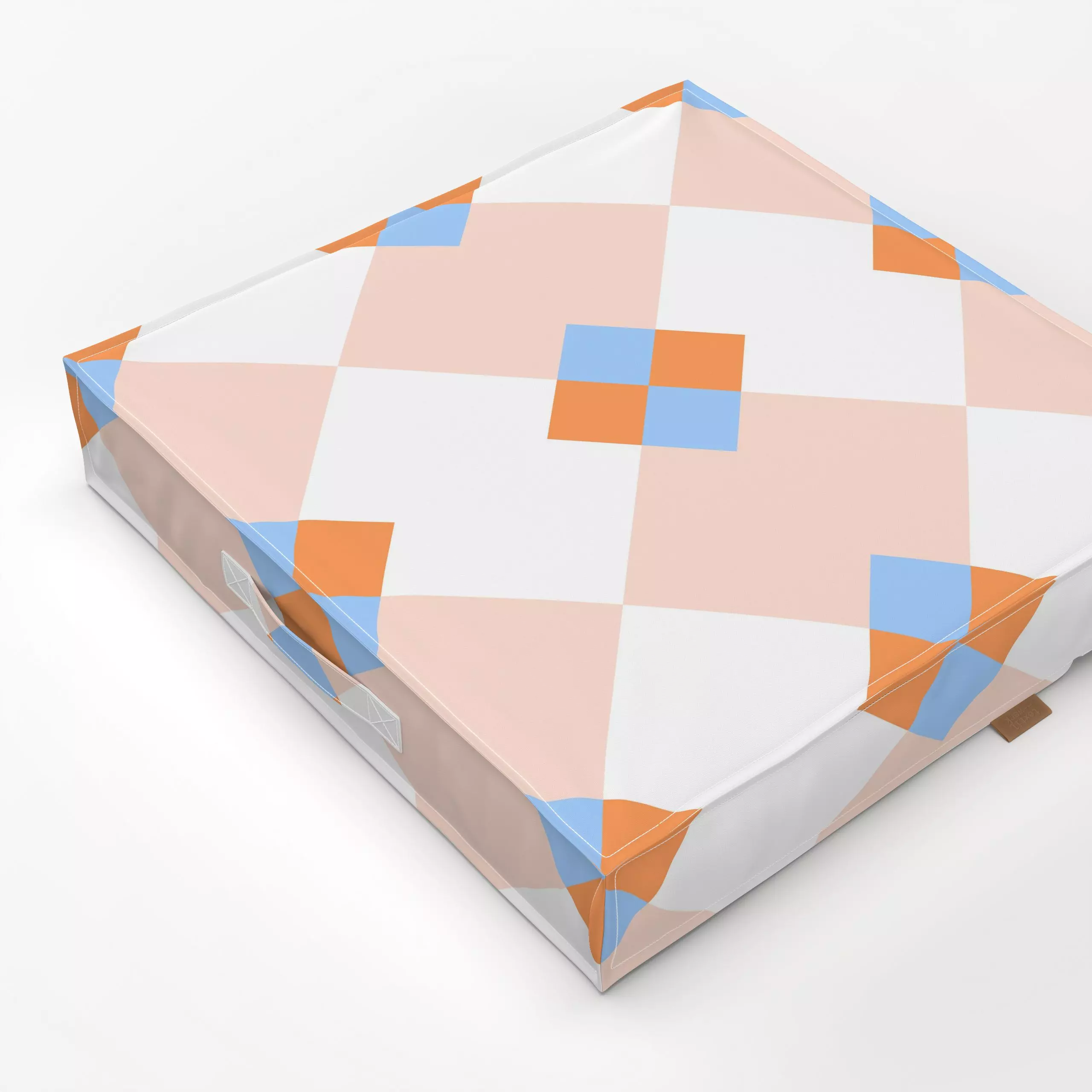 Bodenkissen KItchen Tile No 2 Orange - Symbole & Muster - von „Jana Moßmann"; Kitchen, Fliesen, Fliesenmotiv, Fliesenmuster,...