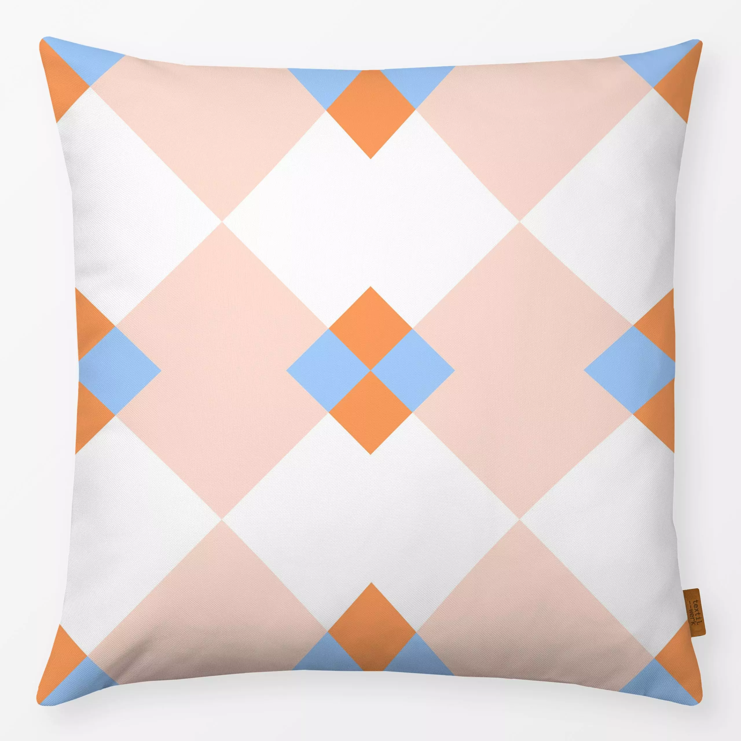 Kissen KItchen Tile No 2 Orange - Symbole & Muster - von „Jana Moßmann"; Kitchen, Fliesen, Fliesenmotiv, Fliesenmuster, hejc...