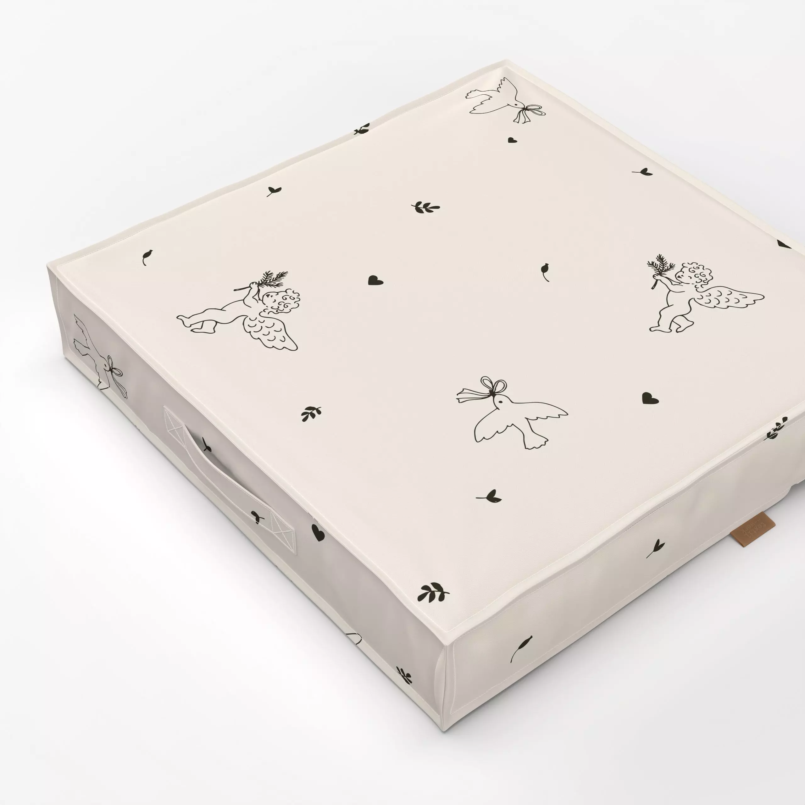 Bodenkissen Engel und Herzen - Liebe, Romantik & Pride, Weihnachten, Anlässe - von „Fjord Studio"; allover, Zweige, Herzen, ...