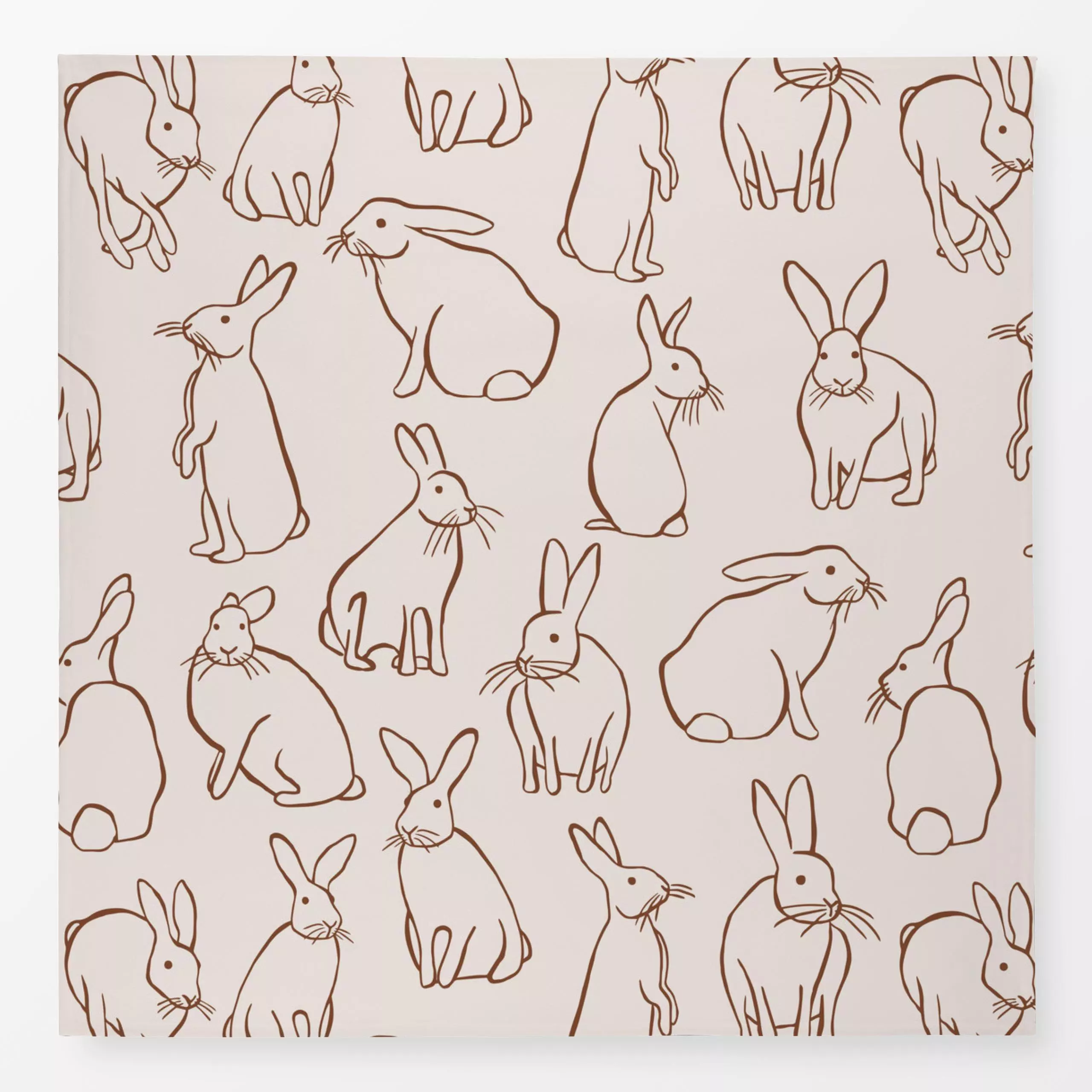Tischdecke Bunnies Beige - Frühling, Tiere - von „moDeern Design Studio"; Ostern, Osterhase, Waldtiere, bunny, hasen, Schwar...
