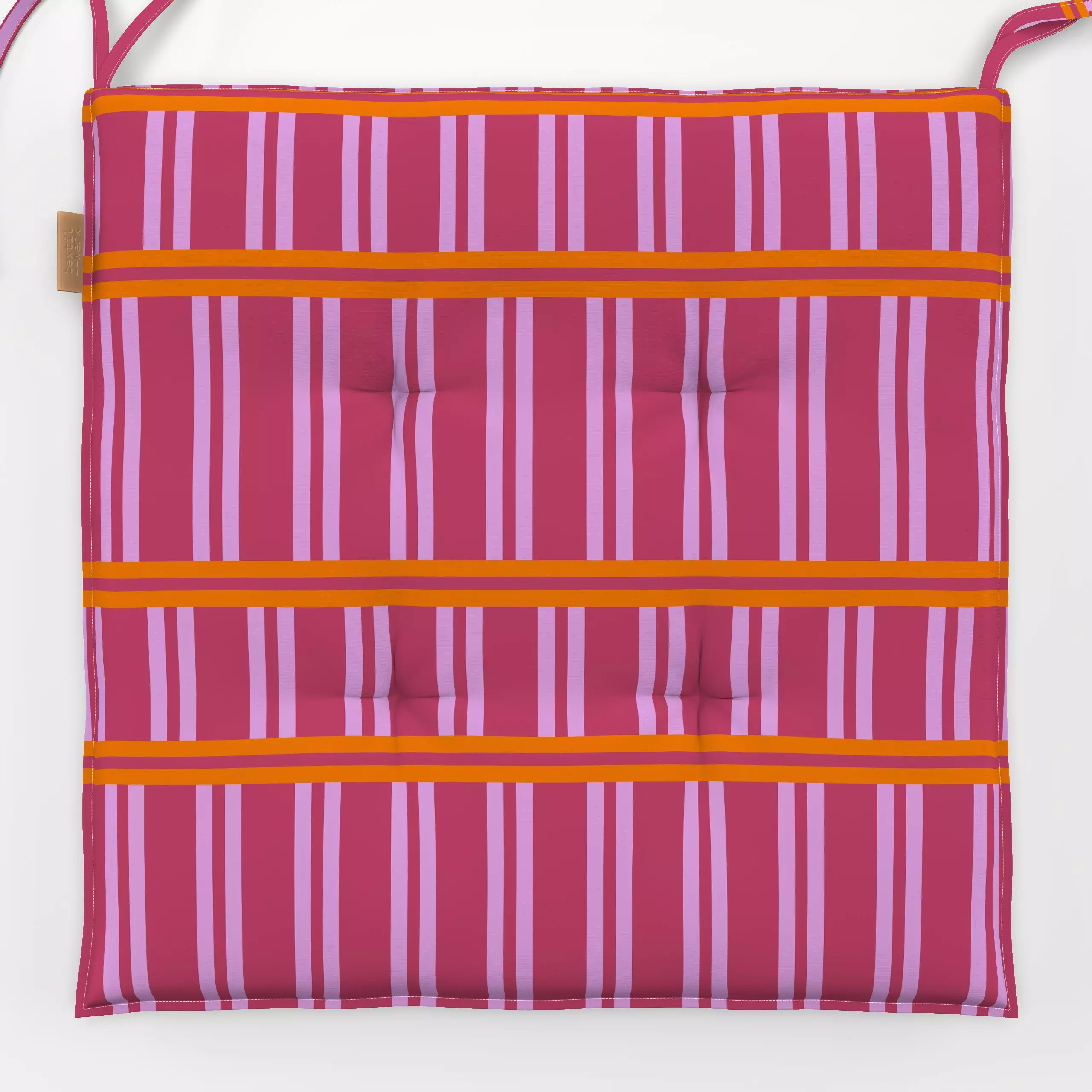 Sitzkissen red pink stripes - Sommer, Symbole & Muster - von „Patries Elisabeth"; Orange, pink, stripes, red, Koralle, Strei...