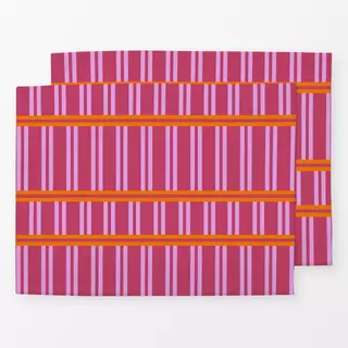 Tischset red pink stripes