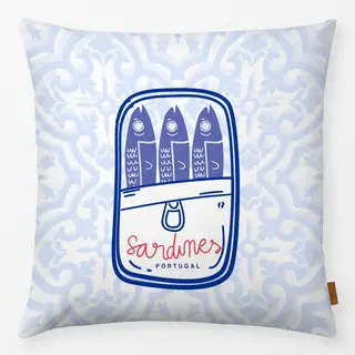 Kissen Azujelo Sardines Portugal blau