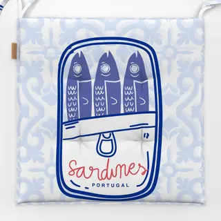 Sitzkissen Azujelo Sardines Portugal blau