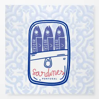 Tischdecke Azujelo Sardines Portugal blau