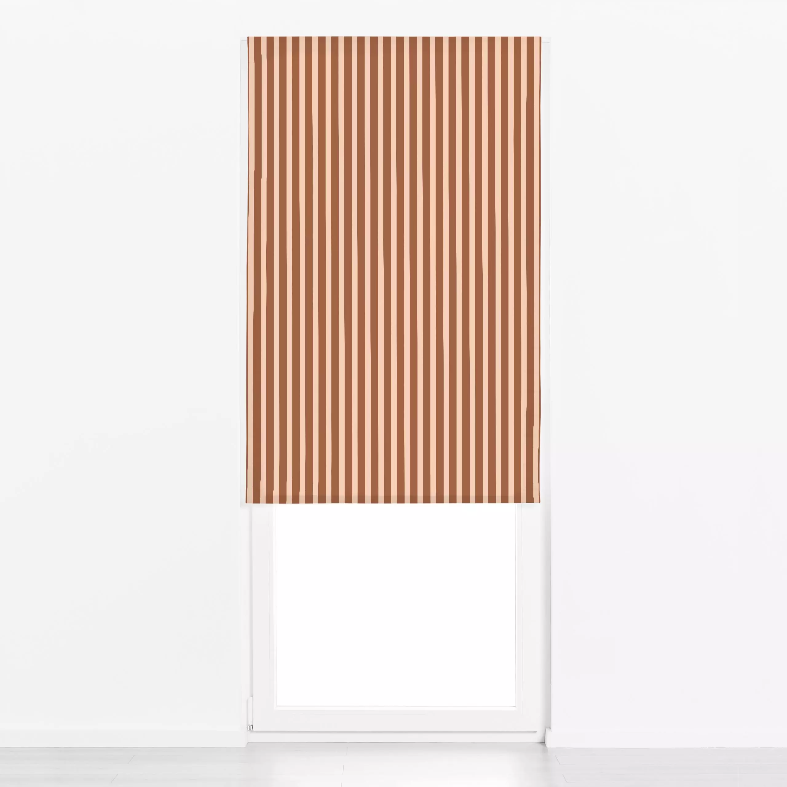 Raffrollo Bold Stripes brown - Symbole & Muster - von „Karen Menzenbach"; Streifen, terracotta, grafisch, pink, Herbst, brau...