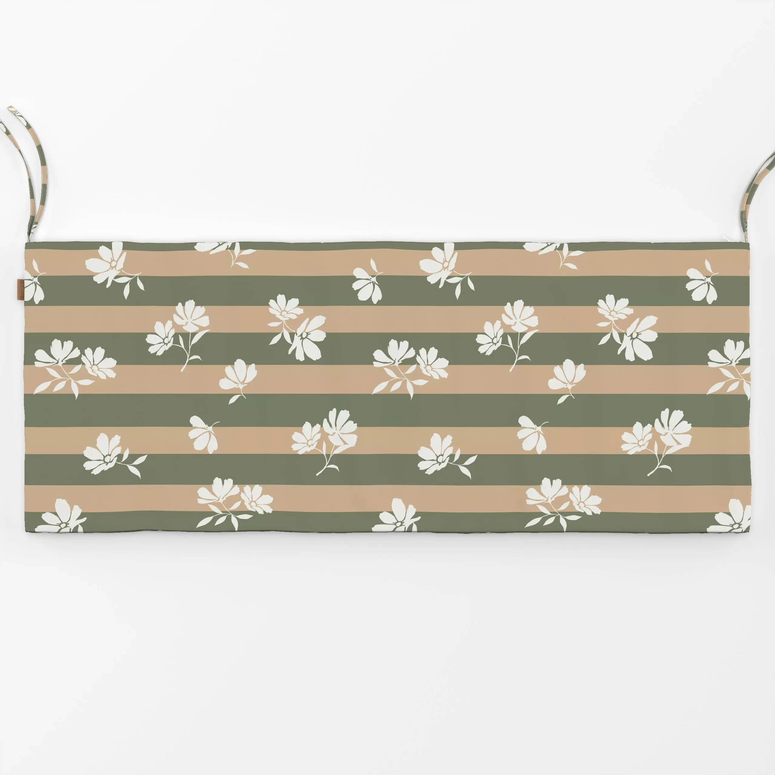 Bankauflage Blüten gestreift grün braun - Blumen & Florales, Herbst - von „Katrin Graff"; Streifen, Blüten, Herbst, Herbstde...