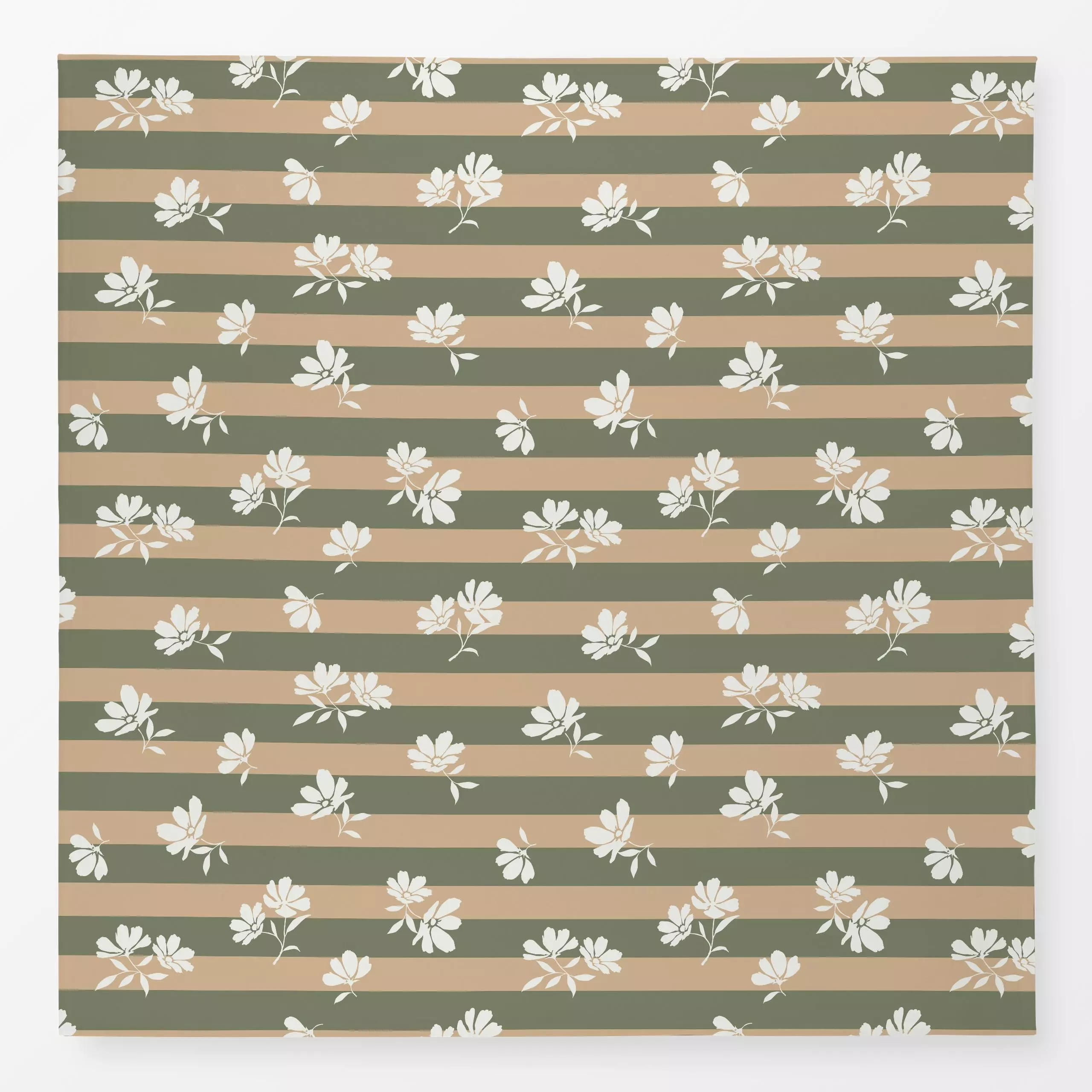 Tischdecke Blüten gestreift grün braun - Blumen & Florales, Herbst - von „Katrin Graff"; Streifen, Blüten, Herbst, Herbstdek...