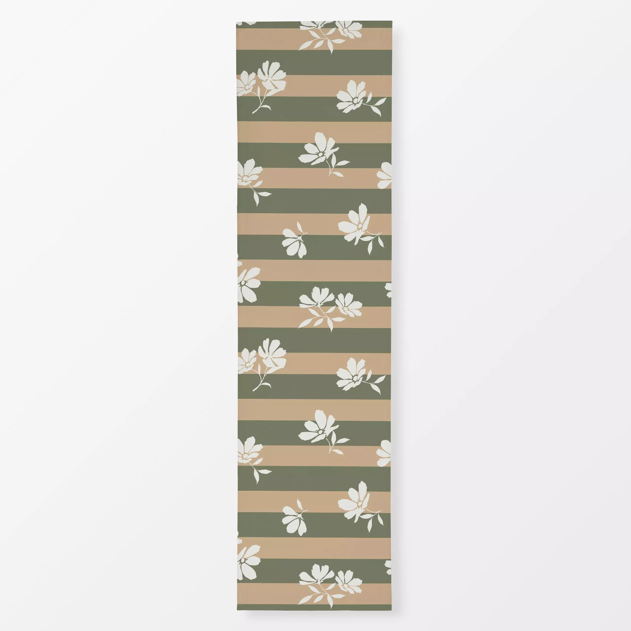 Tischläufer Blüten gestreift grün braun - Blumen & Florales, Herbst - von „Katrin Graff"; Streifen, Blüten, Herbst, Herbstde...