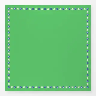 Tischdecke Blumen und Herzen grün