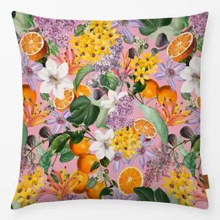 Kissen Orangen im Blütenmeer pink