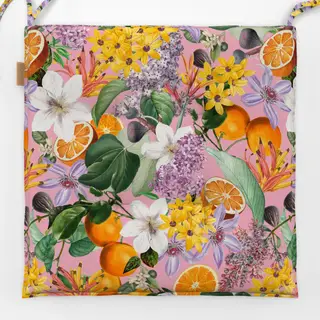 Sitzkissen Orangen im Blütenmeer pink