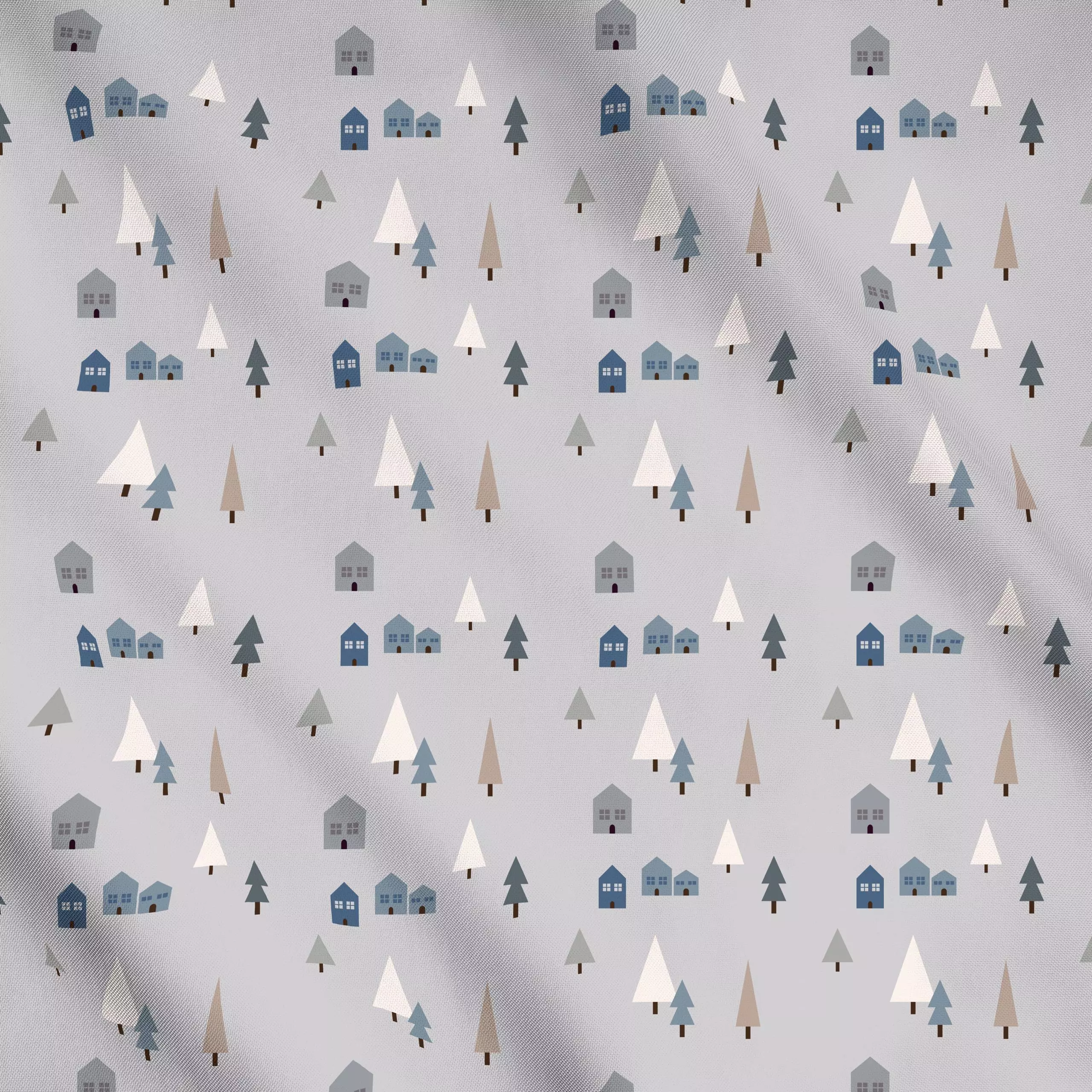 Meterware Winter Landschaft Nacht - Weihnachten, Winter - von „Jana Moßmann"; Muster, grau, Tannenbaum, Weihnachten, blau, W...