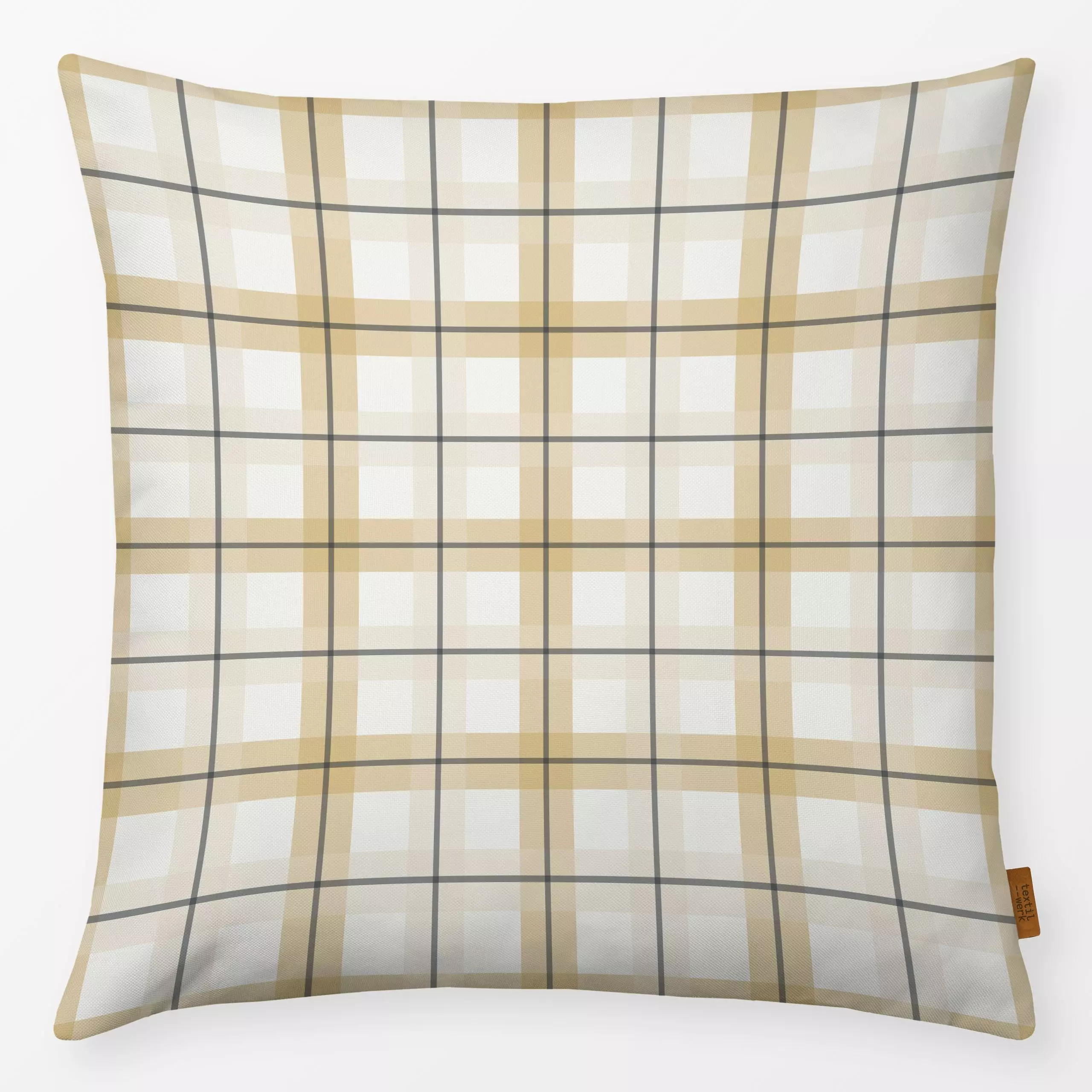 Kissen Landhaus Plaid honig beige - Symbole & Muster - von „Katrin Graff"; Cozy, landhaus, Herbstdeko, herbstlich, caramel, ...